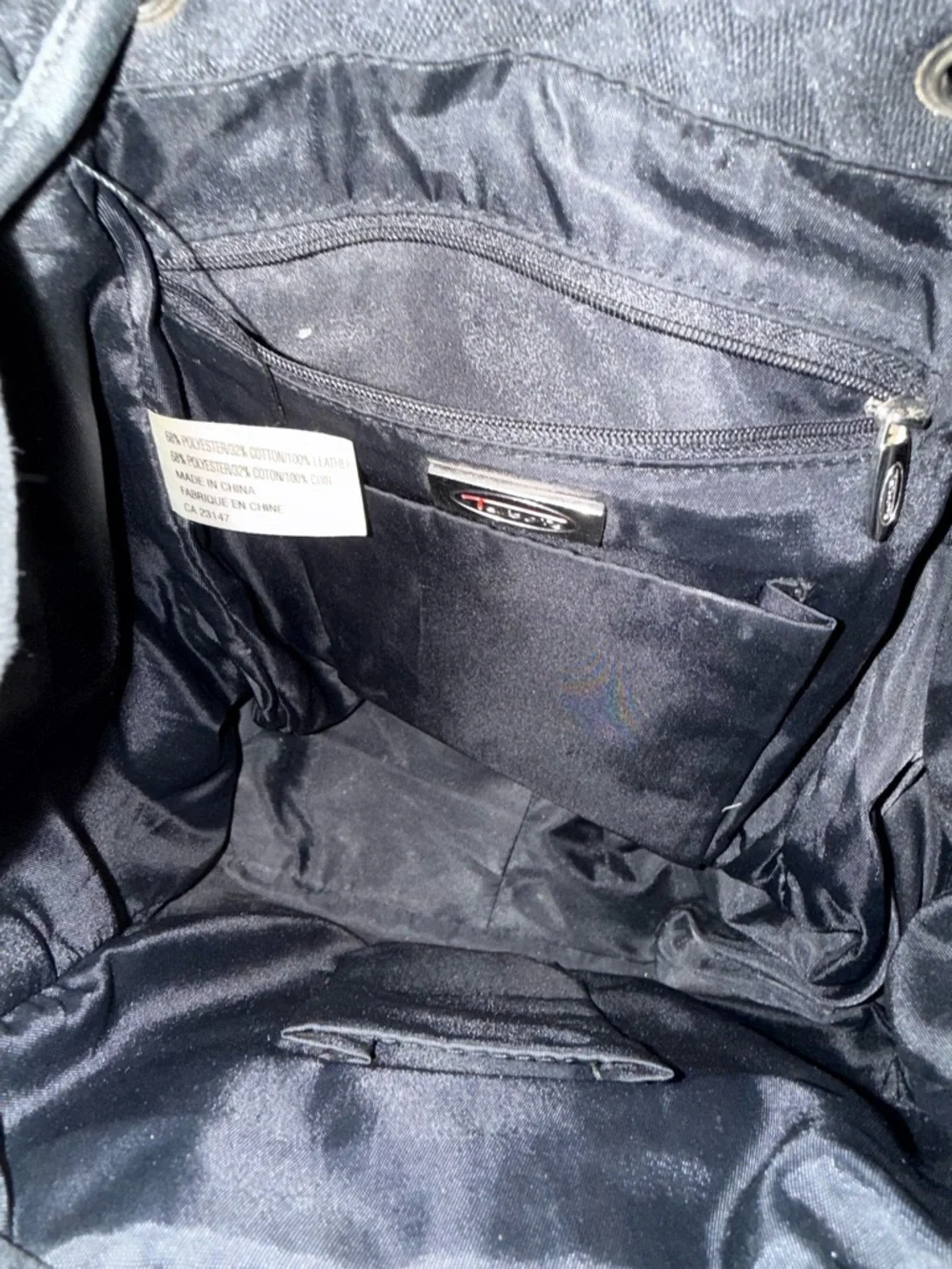 Talbots Black Men's Backpack with Buckle Drawstring Flap